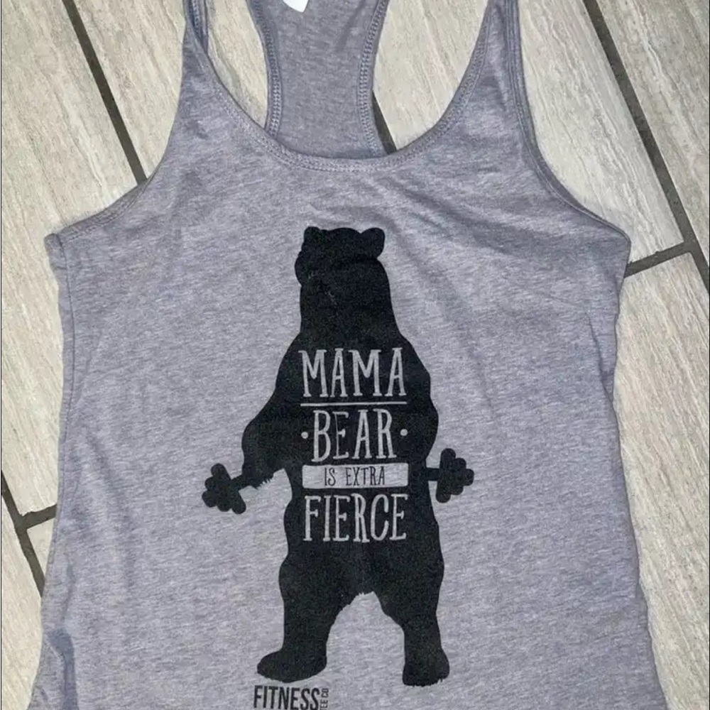 Mama Bear Gray Tank Top with Bear Graphic